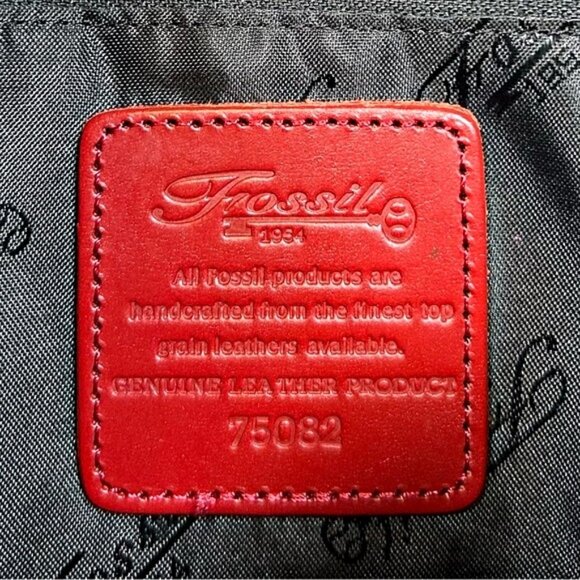 Vintage Fossil 1954 Red Leather Flap Accordion Cross Body Bag - Picture 5 of 11